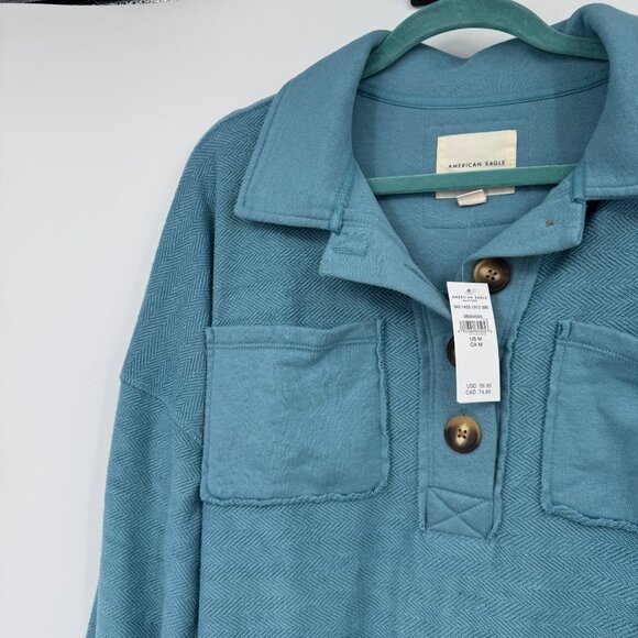 American Eagle Outfitters Henley Sweater for Women NWT woman’s size Medium Blue - Picture 5 of 14